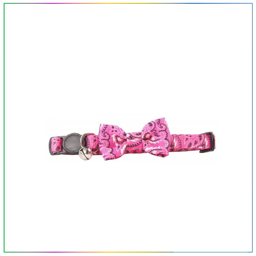 Pawise Papyonlu Zilli Kedi Boyun Tasması Pembe