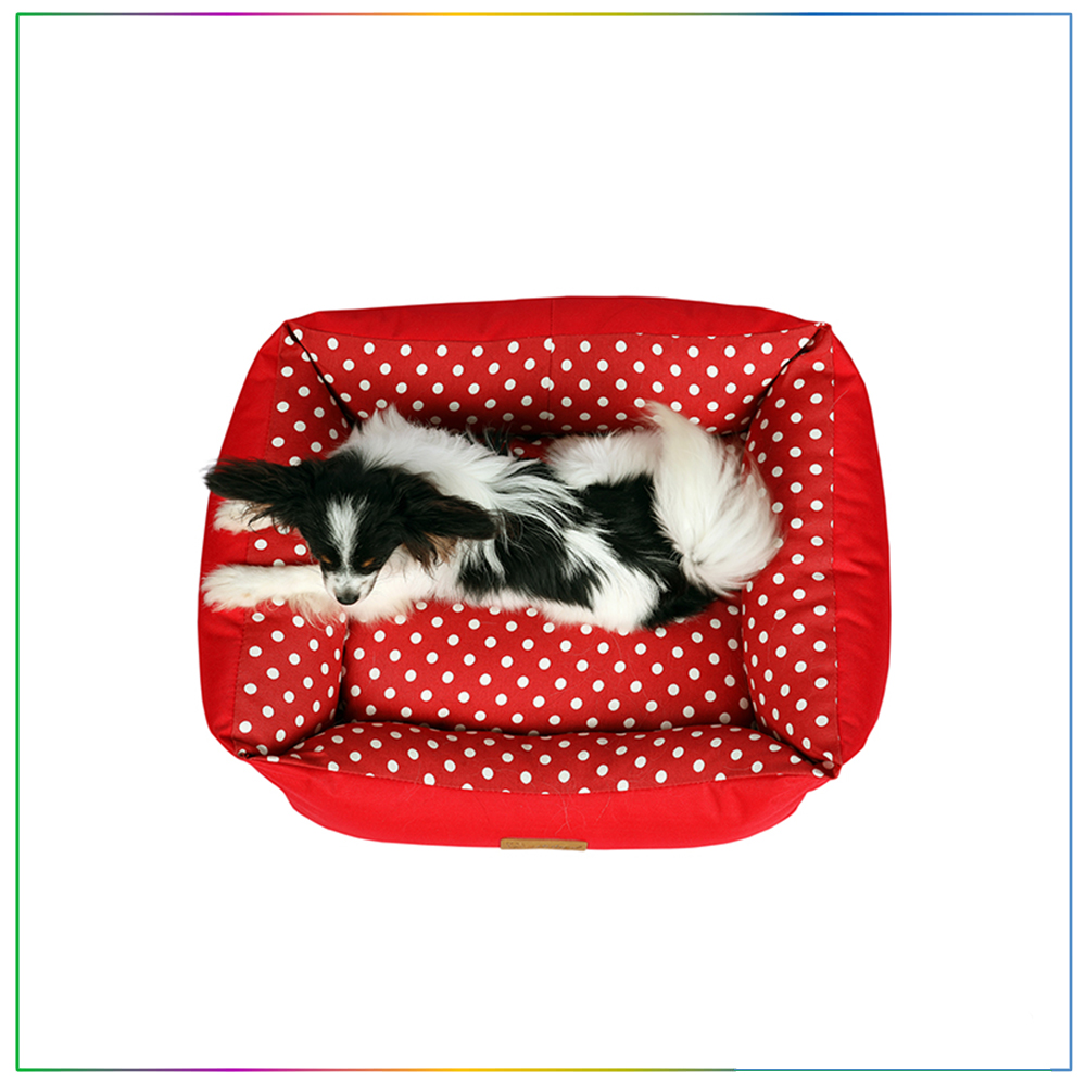 Dubex Tarte Dikdörtgen Kedi Köpek Yatak Kırmızı Benekli Medium