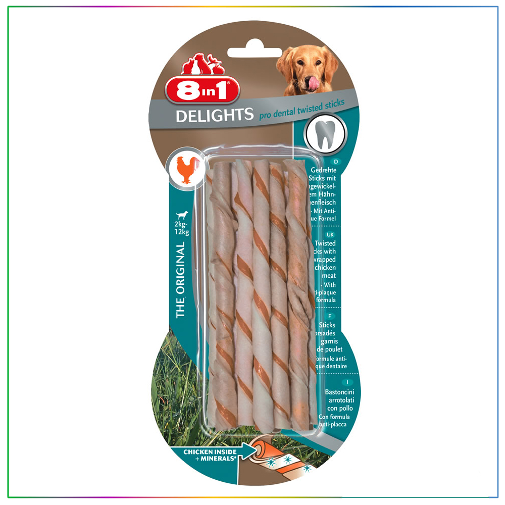 8 in 1 Delight Pro Dental Twisted Sticks Tavuklu Ağız Bakım ve Ödül