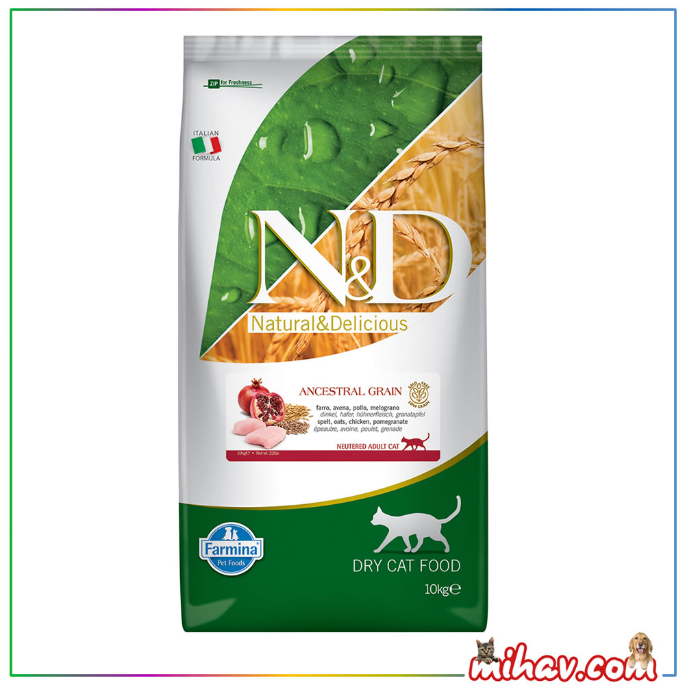 ND Low Düşük Tahıllı Tavuk Etli ve Narlı Kısırlaştırılmış Kedi Maması 10 Kg