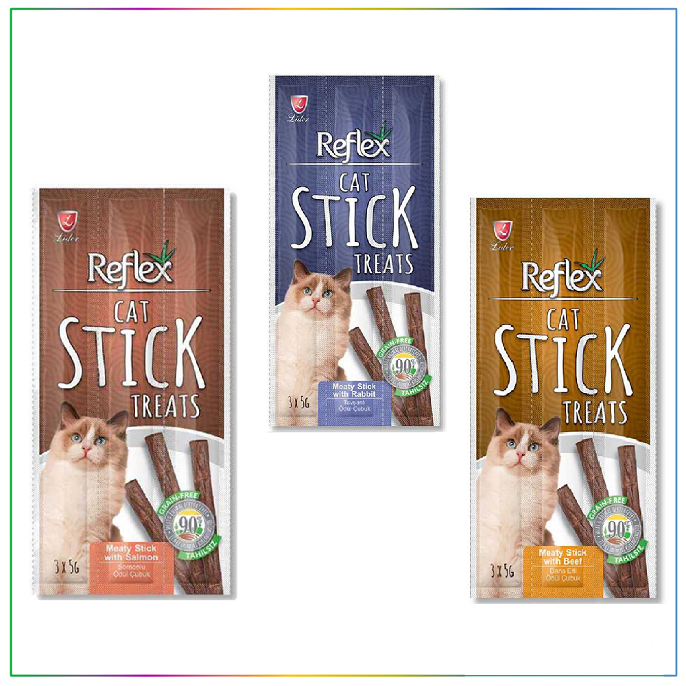 Reflex Stick Dana Etli/Somonlu/Tavşanlı Tahılsız Kedi Ödül Çubuğu 9 adet