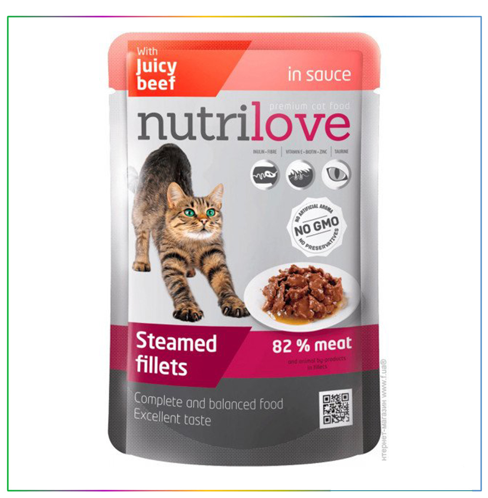 Nutrilove Sos İçinde Sığır Etli Yetişkin Kedi Konservesi 85gr