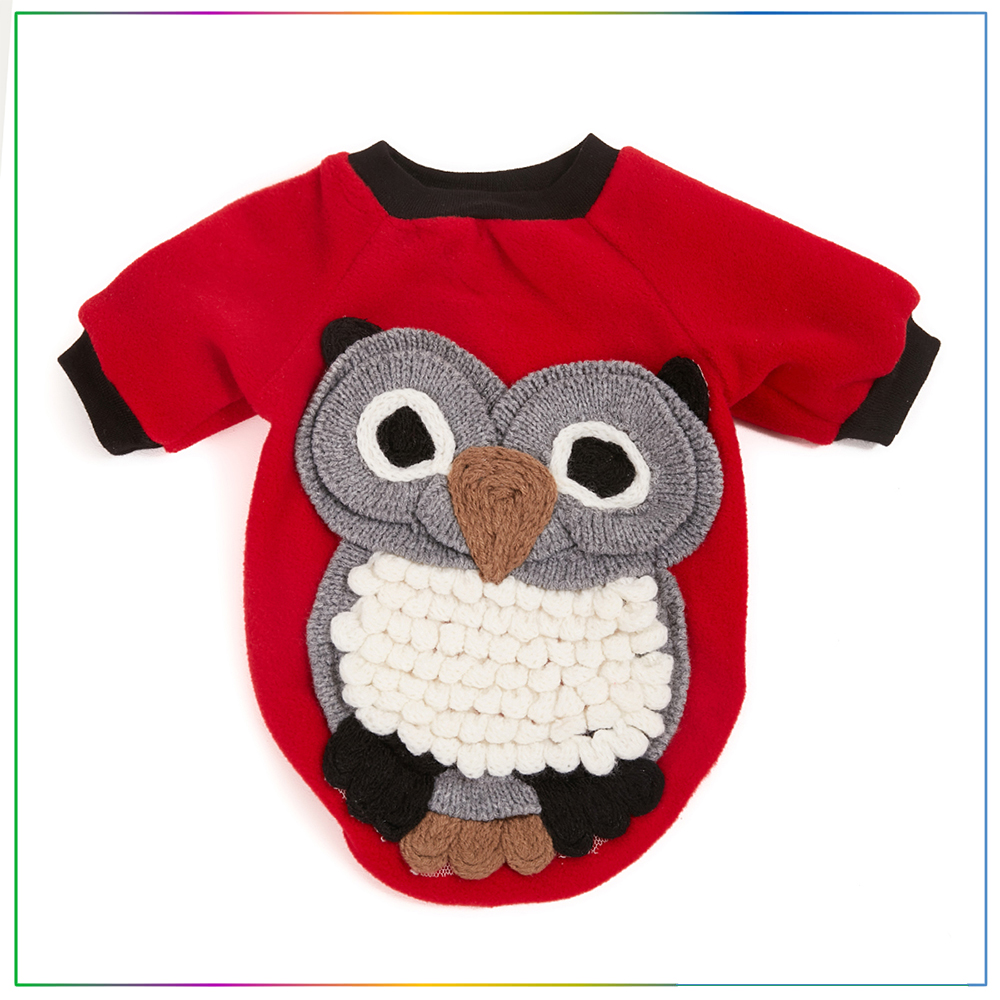 Daisy Baykuş Baskılı Polar Sweatshirt Kedi ve Köpek Elbisesi Medium