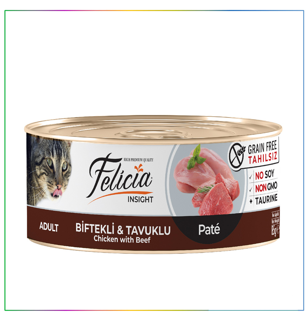 Felicia Tahılsız 85 gr BiftekliTavuklu Kıyılmış Yaş Kedi Maması