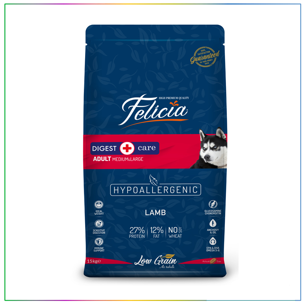 Felicia Az Tahıllı 15 Kg Yetişkin Kuzulu M/Large Breed HypoAllergenic