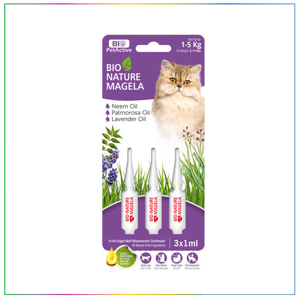 Bio PetActive Bio Nature Magela Cat Deri Tüy Bakım Kedi Ense Damlası 1ml