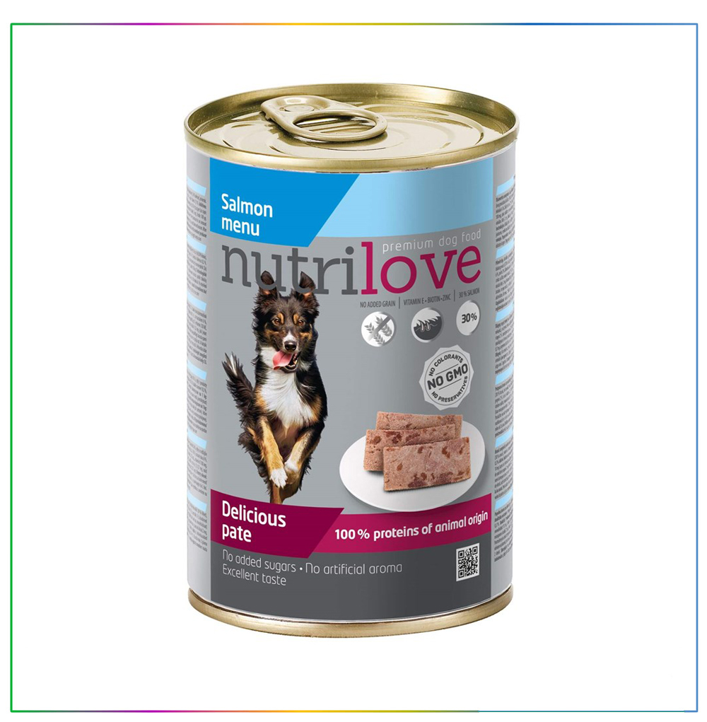 Nutrilove Somonlu Tahılsız Ezme Yetişkin Köpek Konservesi 415gr
