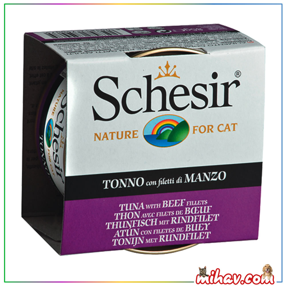Schesir Jel İçinde Ton Balıklı Sığır Etli Konserve Kedi Maması 85 Gr