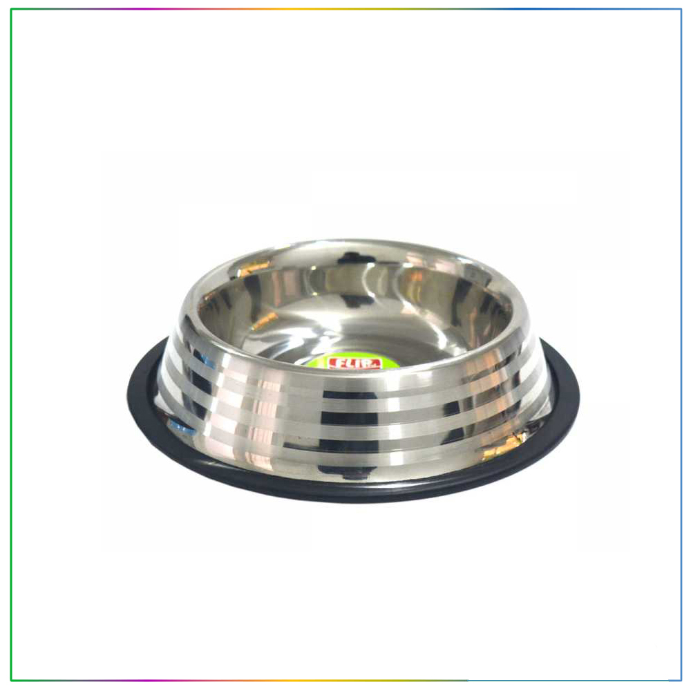 Flip Pet Şeritli Çelik Kedi Köpek Su ve Mama Kabı 710ml