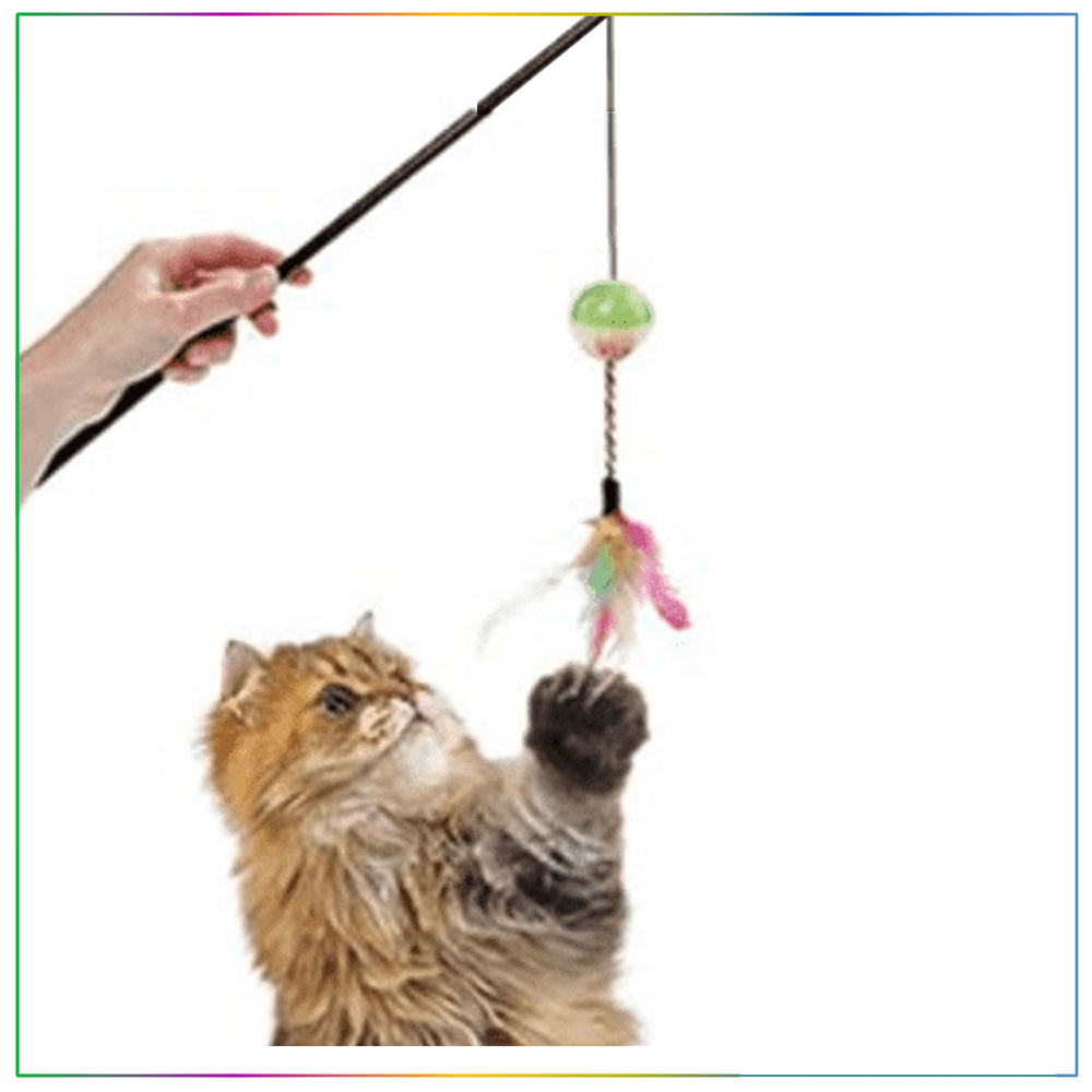 Flamingo Tüylü Toplu Kedi Oltası 50 Cm