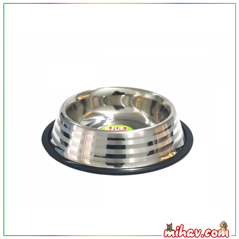 Flip Pet Şeritli Çelik Kedi Köpek Su ve Mama Kabı 240ml