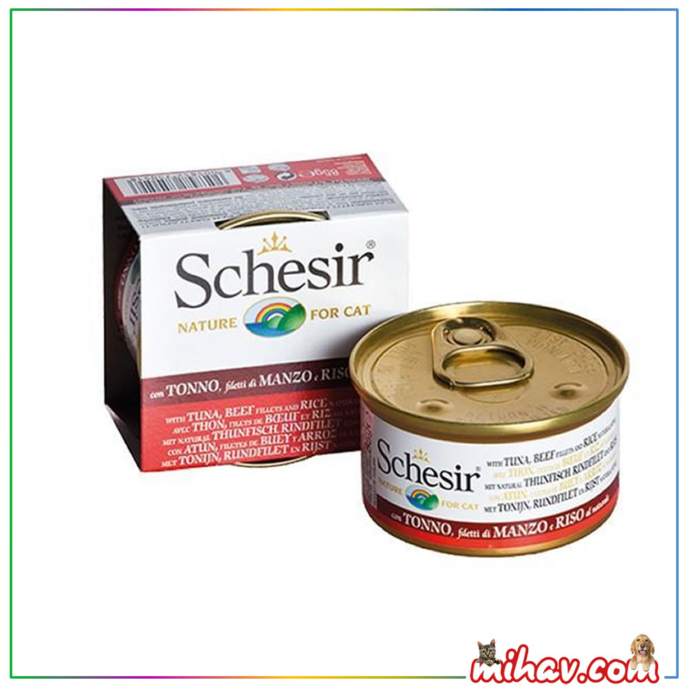 Schesir Suda Pişirilmiş Ton Balıklı ve Sığır Etli Konserve Kedi Yaş
