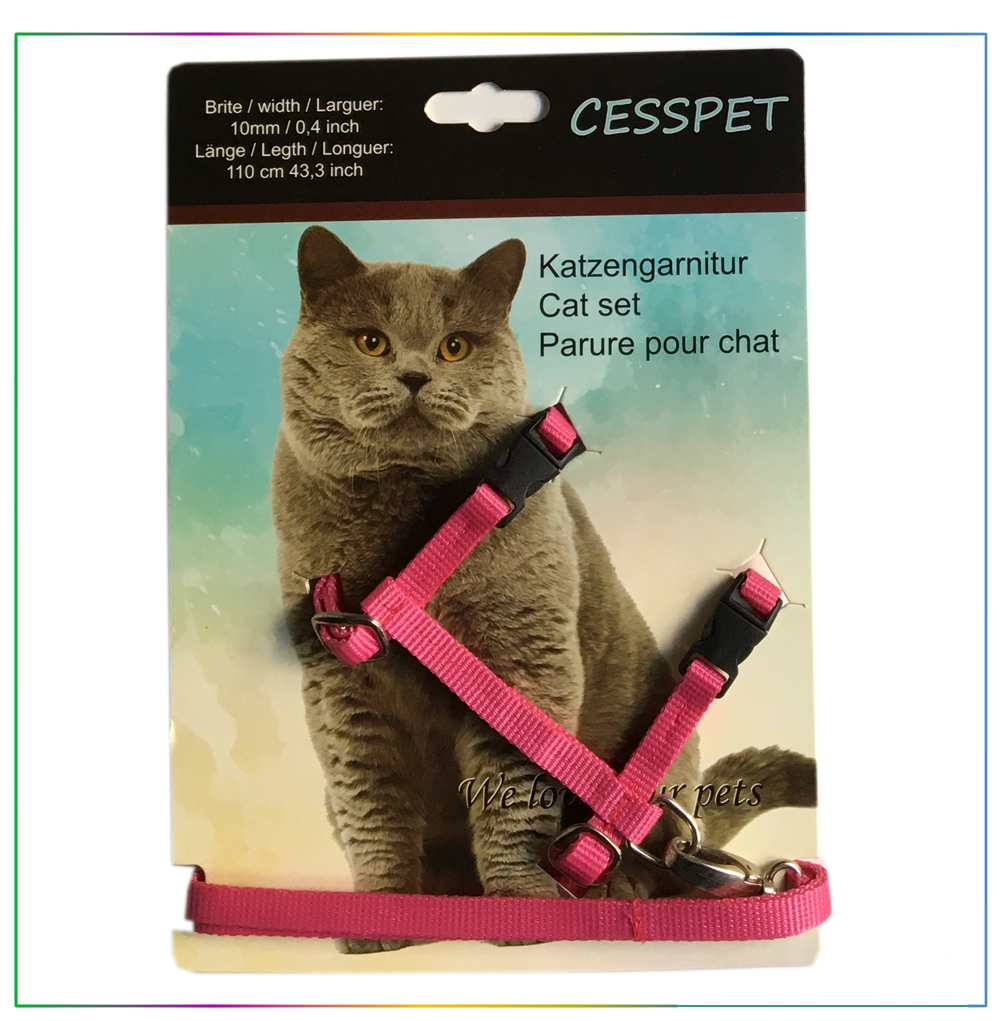 Cesspet Kediler İçin Gezdirme Kayışı Ve Boyun Tasması Pembe