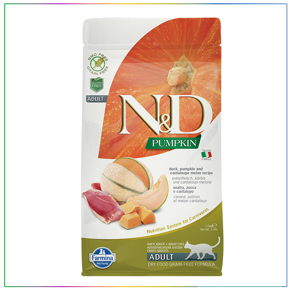 N&D Pumpkin Tahılsız Ördek Etli ve Kavunlu Yetişkin Kedi Maması 1.5 KG