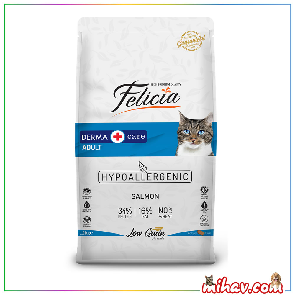 Felicia Az Tahıllı 12 Kg Yetişkin Somonlu HypoAllergenic Kedi Maması